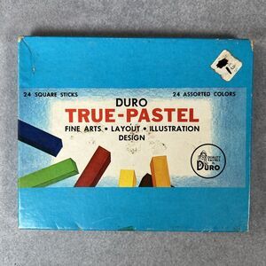 Vintage DURO True-Pastel 24 ct set Square Sticks Assorted colors Made in USA
